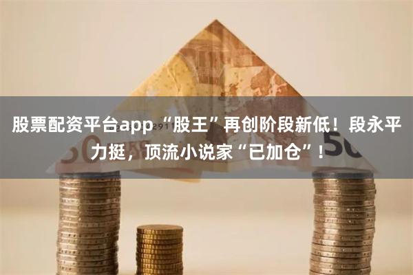 股票配资平台app “股王”再创阶段新低！段永平力挺，顶流小说家“已加仓”！